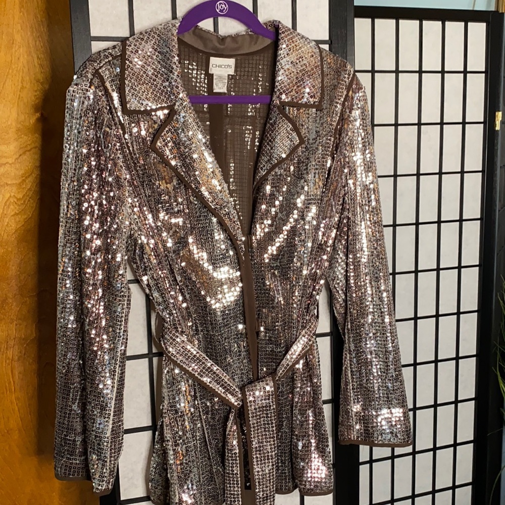 Chico snakeskin sequined jacket sz 2  BEAUTIFUL